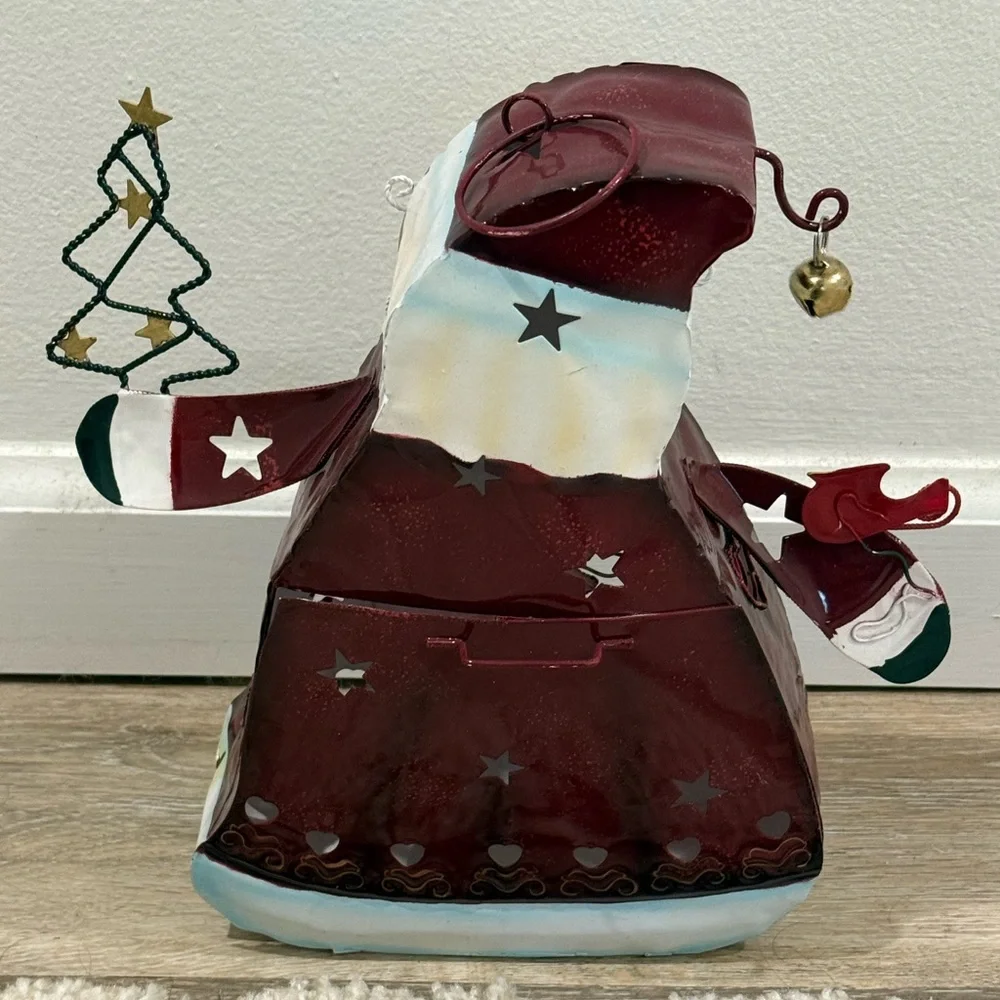 New Kohls Metal Santa Tealight Candle Holder Red Cardinal Star Cutouts